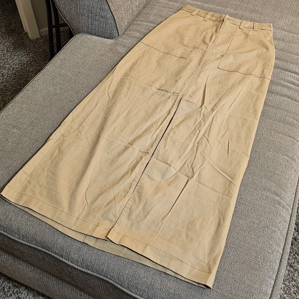 A New Day Camel Tan Khaki Casual Minimalist Lyocell Blend Skirt Size XS